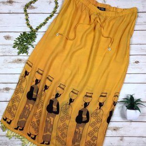 Orange Black Plus Size Ethnic Maxi Skirt NWT Ashro